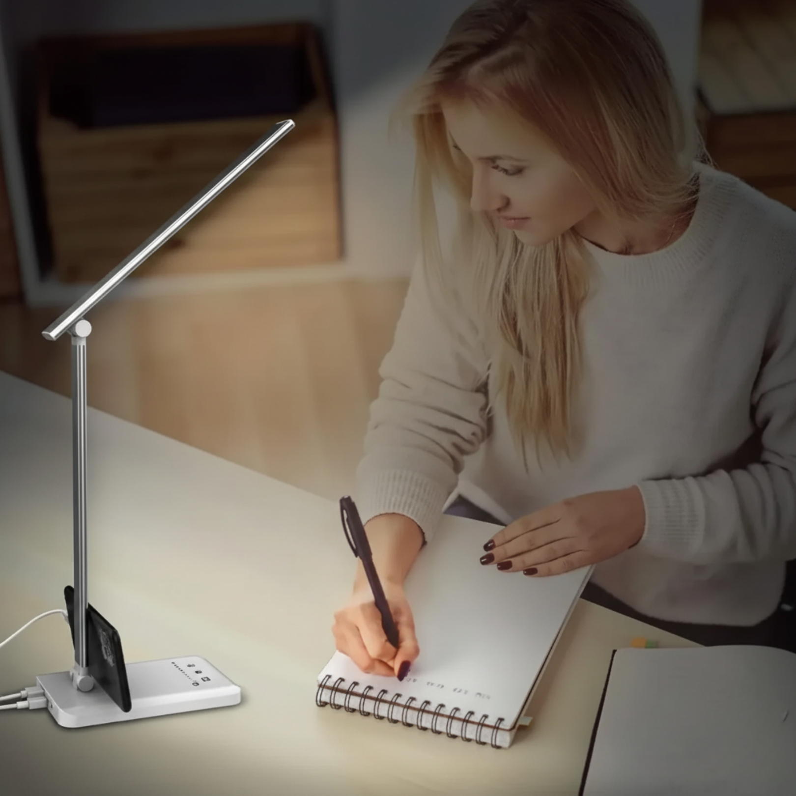 Dimmable LED Desk Lamp with USB Charging Port