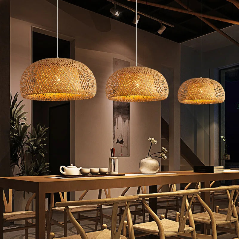 30cm Rattan Pendant Light – Hand-Woven Bamboo Shade, E27 Compatible Kitchen Pendant Lighting for Indoor Use 2