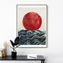 Abstract Canvas Prints - Japanese Sunrise Wall Art for Living Room Decor 1