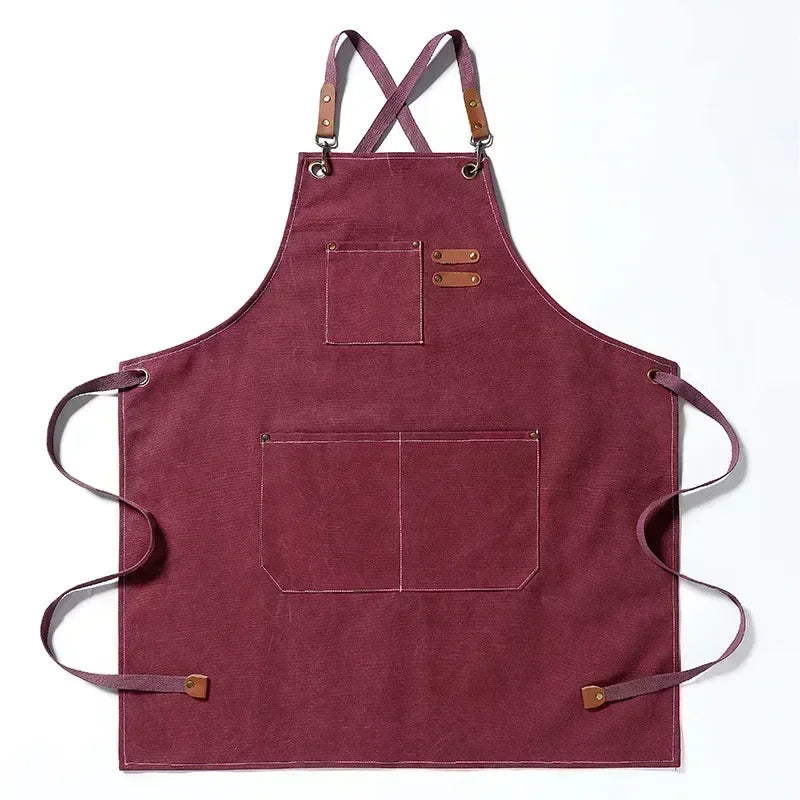 Canvas Kitchen Apron - Comfortable Cross-Back Design & Durable Pockets 10