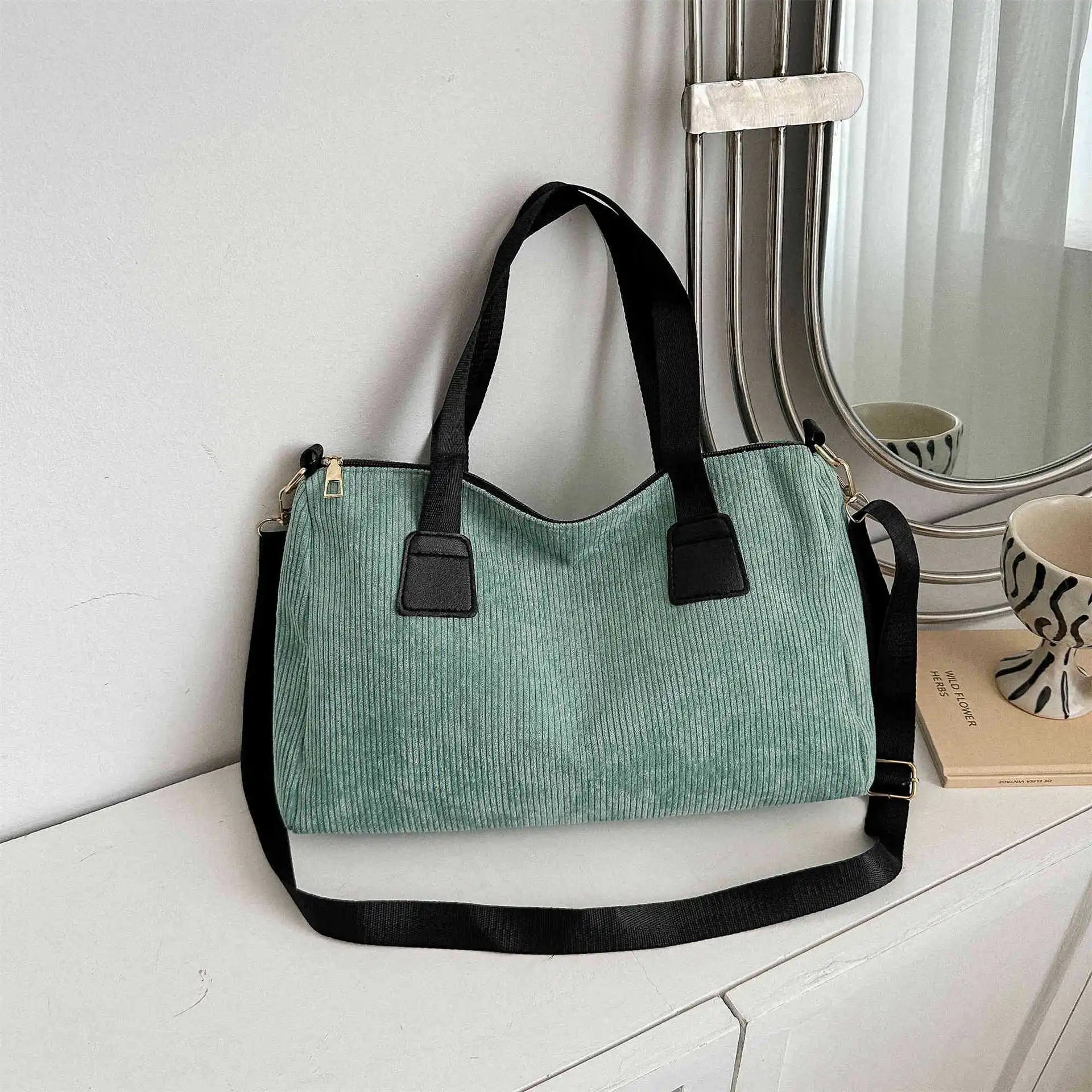 Spacious Corduroy Duffle Bag