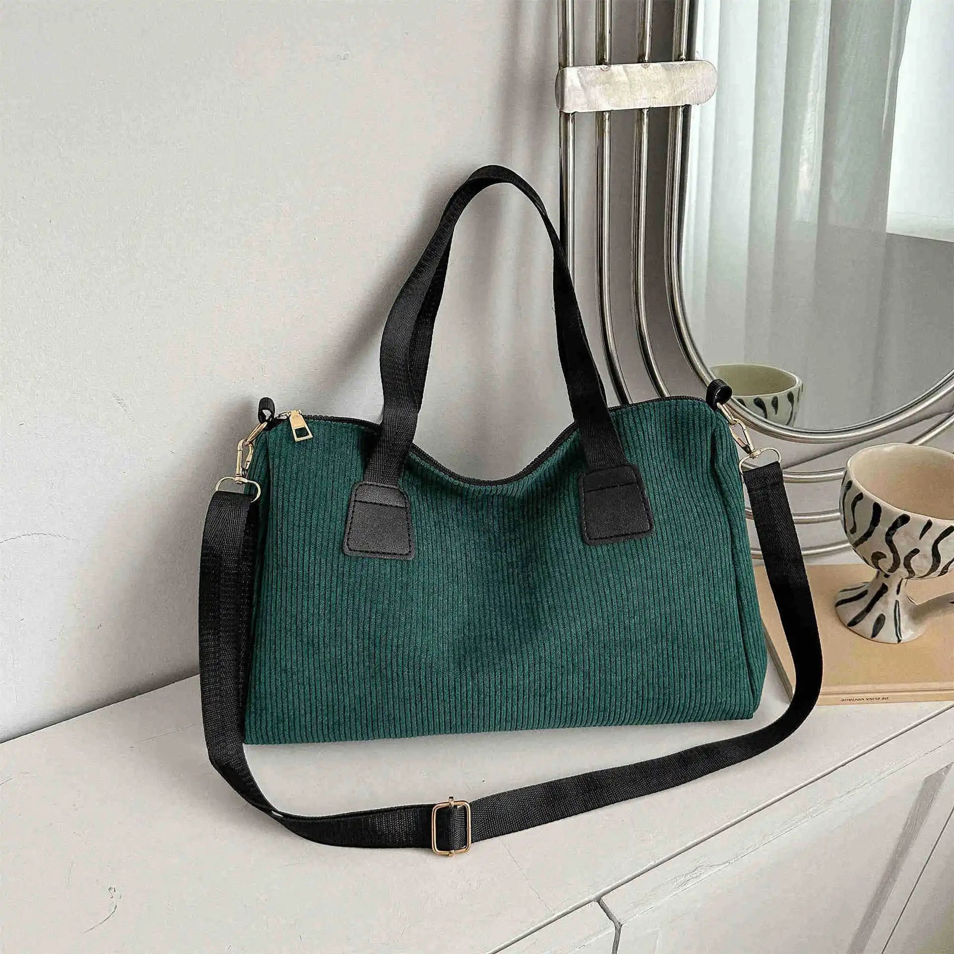 Spacious Corduroy Duffle Bag