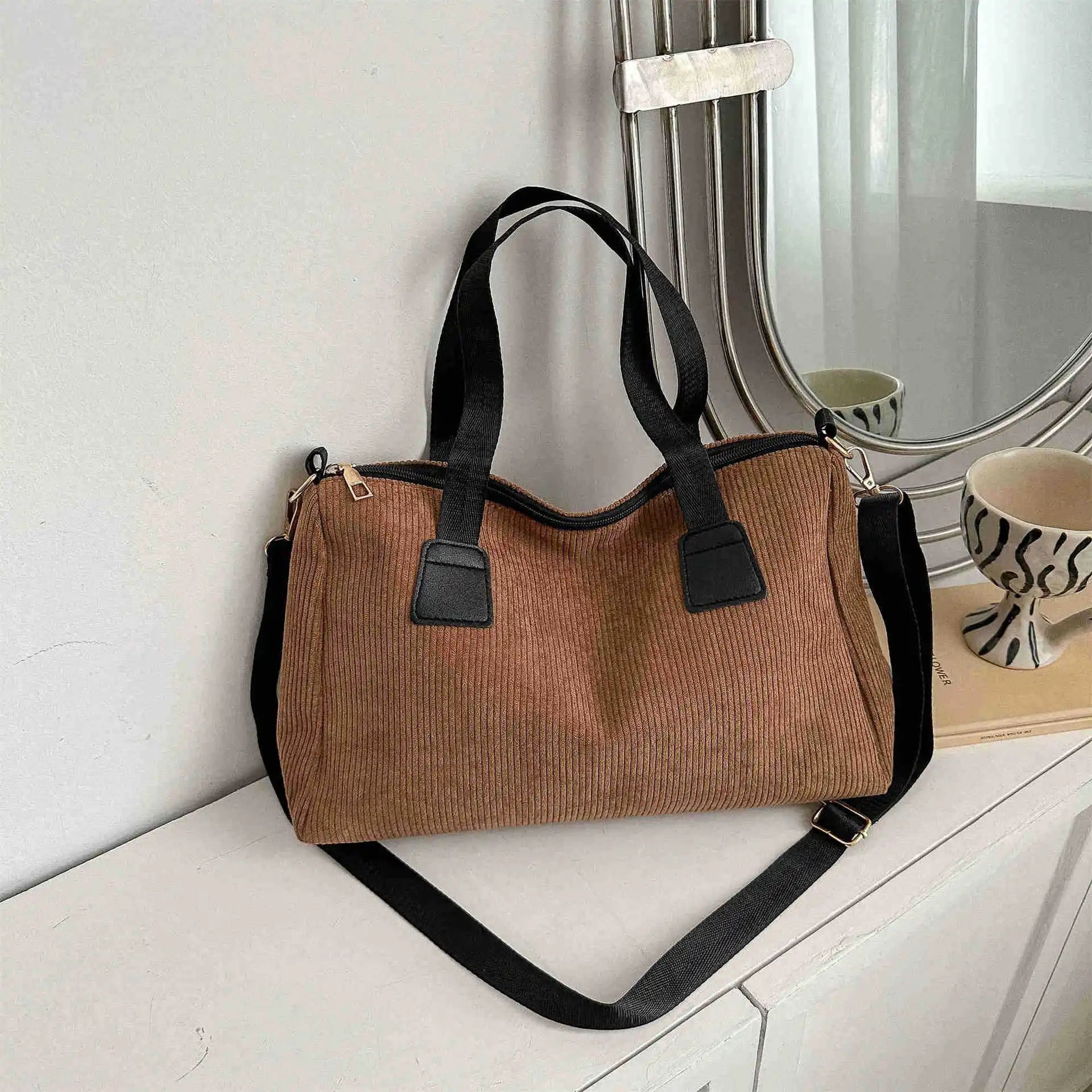 Corduroy Duffle Bag - Spacious & Durable Travel Companion for Weekends 2