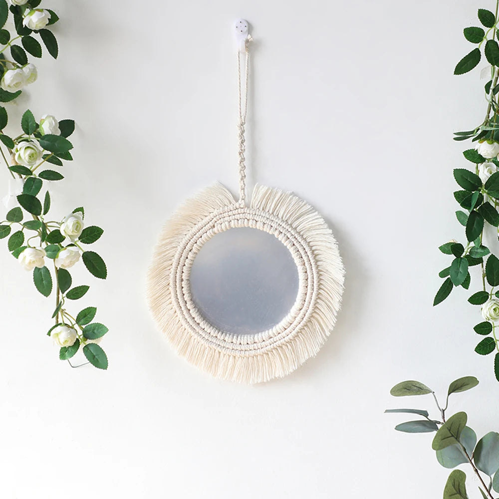 Macrame Round Wall Mirror - Boho Vintage Decor for Home Spaces 13