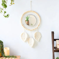 Macrame Round Wall Mirror - Boho Vintage Decor for Home Spaces 2