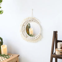 Macrame Round Wall Mirror - Boho Vintage Decor for Home Spaces 6