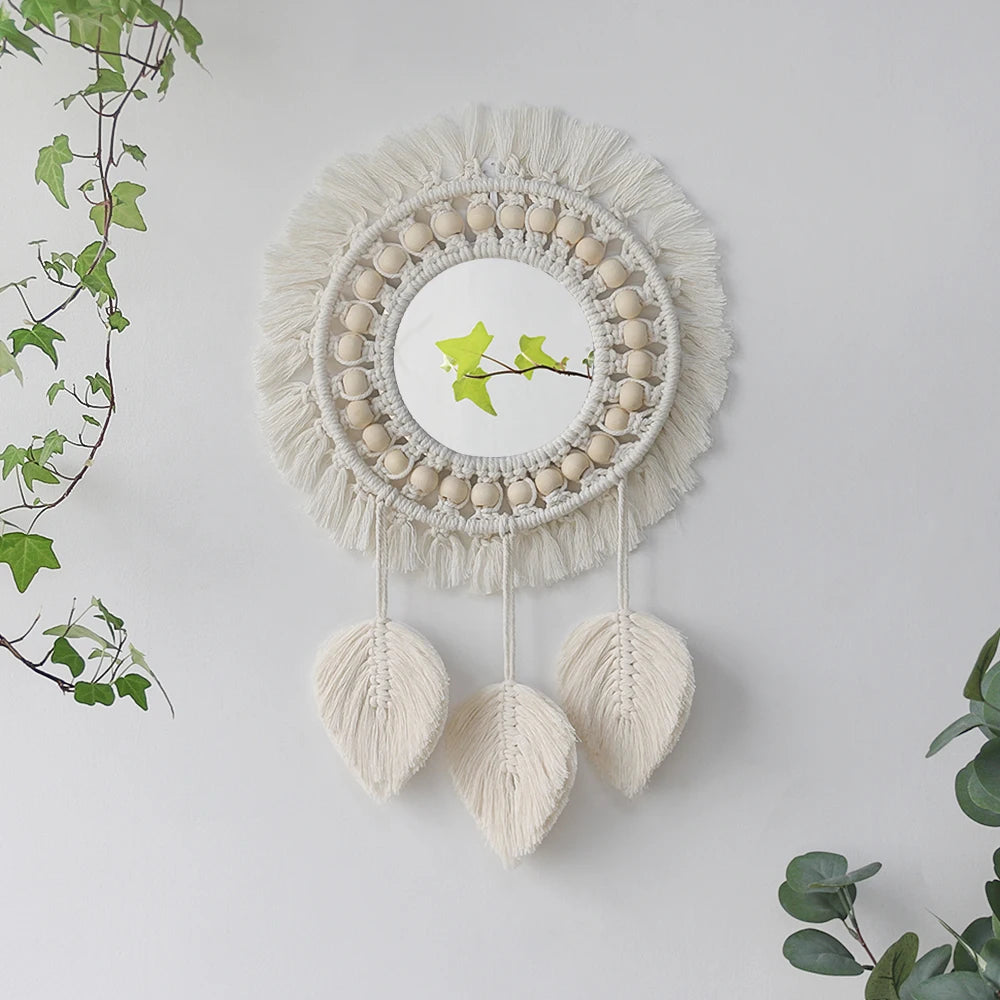 Macrame Round Wall Mirror - Boho Vintage Decor for Home Spaces 9