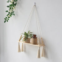 Macrame Wall Shelf - Stylish Floating Shelf for Home Decor & Plants 1