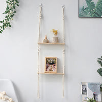 Macrame Wall Shelf - Stylish Floating Shelf for Home Decor & Plants 12