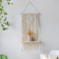 Macrame Wall Shelf - Stylish Floating Shelf for Home Decor & Plants 14