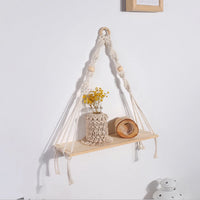 Macrame Wall Shelf - Stylish Floating Shelf for Home Decor & Plants 17