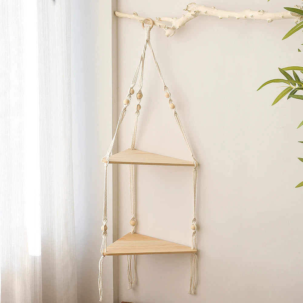 Macrame Wall Shelf - Stylish Floating Shelf for Home Decor & Plants 9