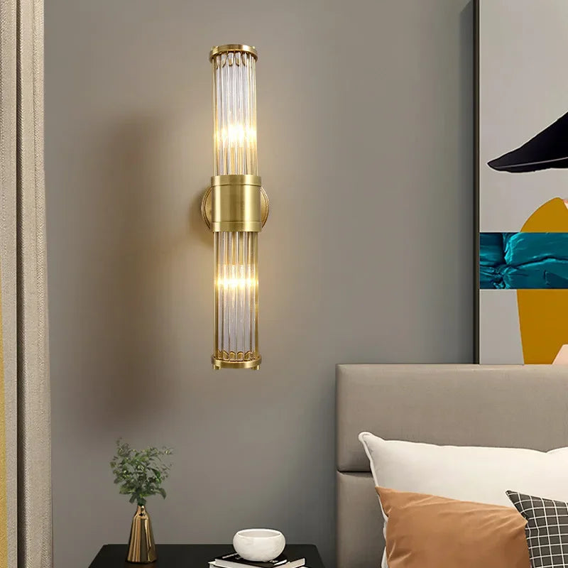 Modern LED Wall Sconce with Crystal Design, Dimmable Wall Lamp for Bedroom and Living Room, Glass and Iron Construction 2