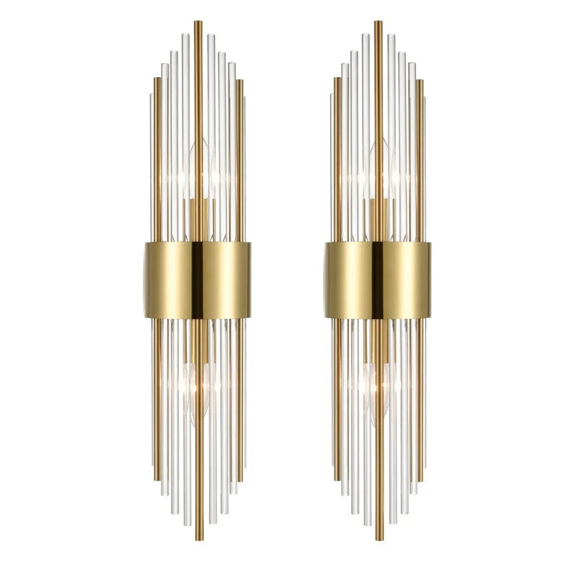 Modern Nordic Wall Sconces - 2-Piece Glass Wall Lamp in Gold and Black for Living Room and Bedroom Decor 0
