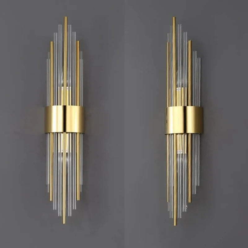Modern Nordic Wall Sconces - 2-Piece Glass Wall Lamp in Gold and Black for Living Room and Bedroom Decor 1