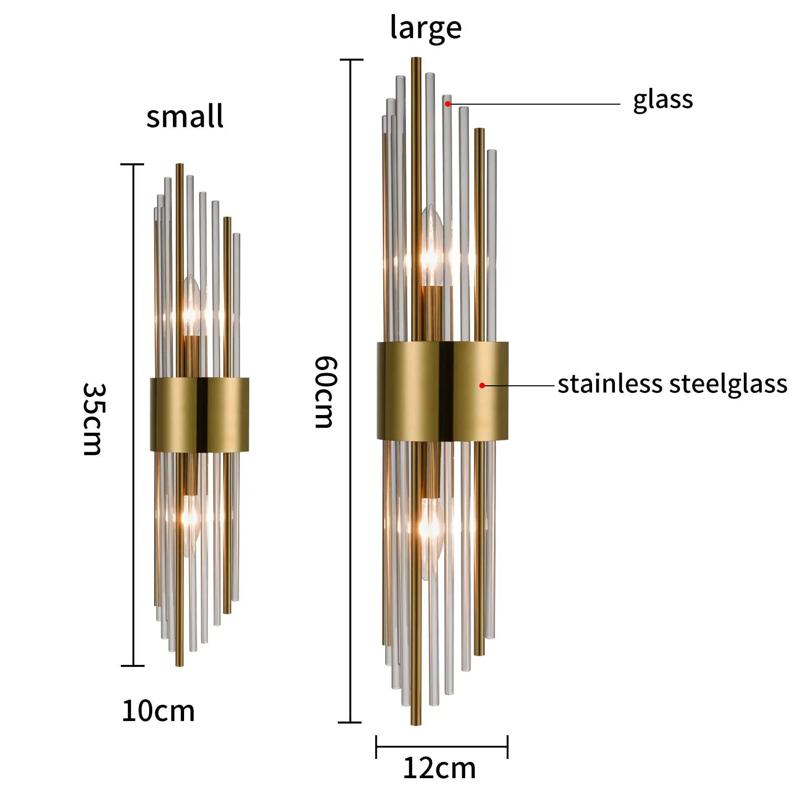 Modern Nordic Wall Sconces - 2-Piece Glass Wall Lamp in Gold and Black for Living Room and Bedroom Decor 5