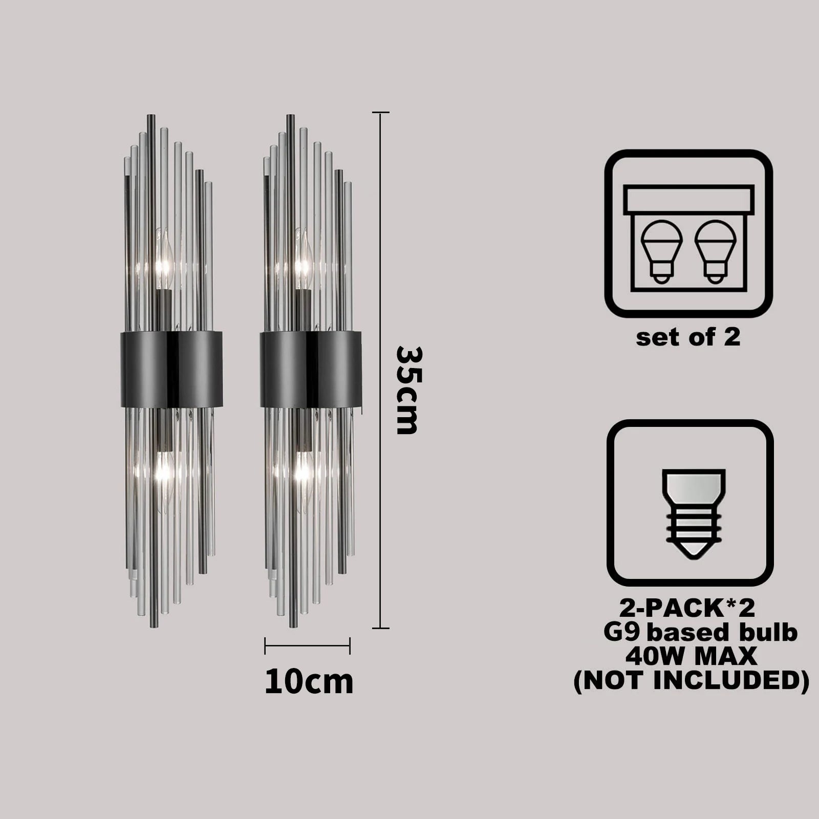 Modern Nordic Wall Sconces - 2-Piece Glass Wall Lamp in Gold and Black for Living Room and Bedroom Decor 6