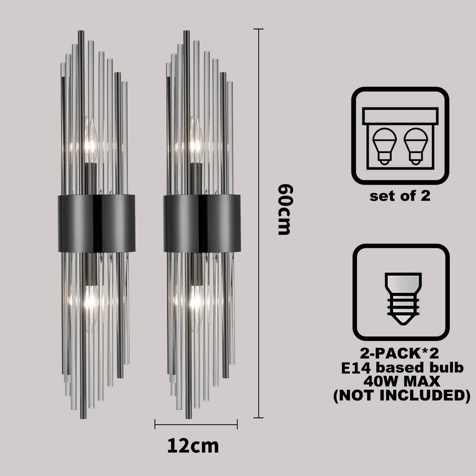 Modern Nordic Wall Sconces - 2-Piece Glass Wall Lamp in Gold and Black for Living Room and Bedroom Decor 9