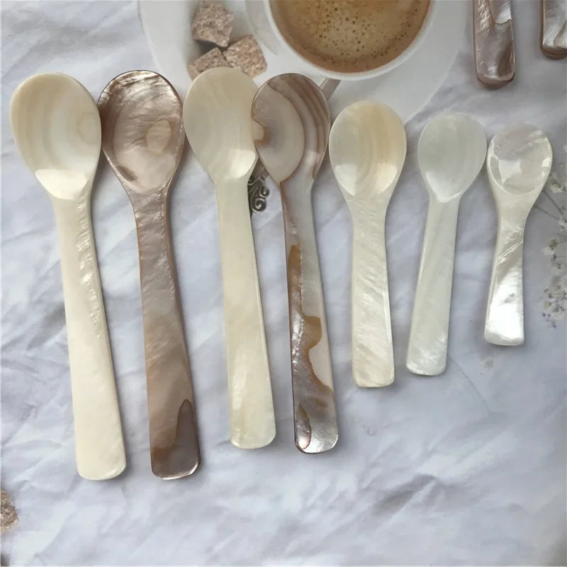 Natural Mother of Pearl Spoon for Ice Cream and Desserts – 9-13CM Elegant Seashell Serving Spoon 2