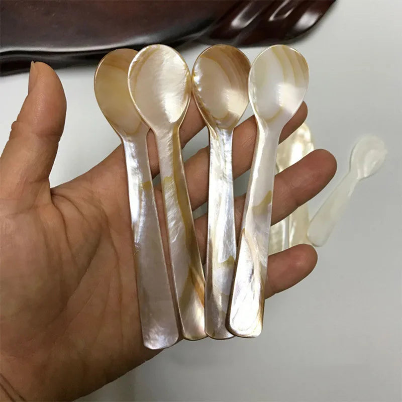 Natural Mother of Pearl Spoon for Ice Cream and Desserts – 9-13CM Elegant Seashell Serving Spoon 4