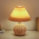 Nordic Red Desk Lamp with Warm Night Light – Compact Pleated Table Lamp for Bedroom or Bedside Use 2