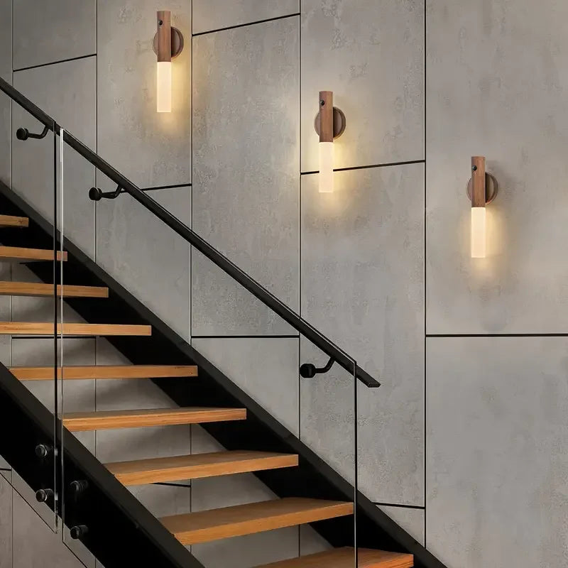 Smart Motion Detachable Wooden LED Wall Sconce